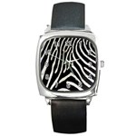 Zebra Print Big	 Square Metal Watch