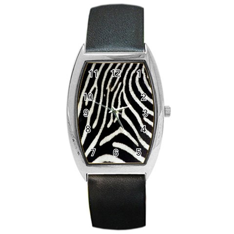 Zebra Print Big	 Barrel Style Metal Watch from ArtsNow.com Front