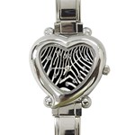 Zebra Print Big	 Heart Italian Charm Watch