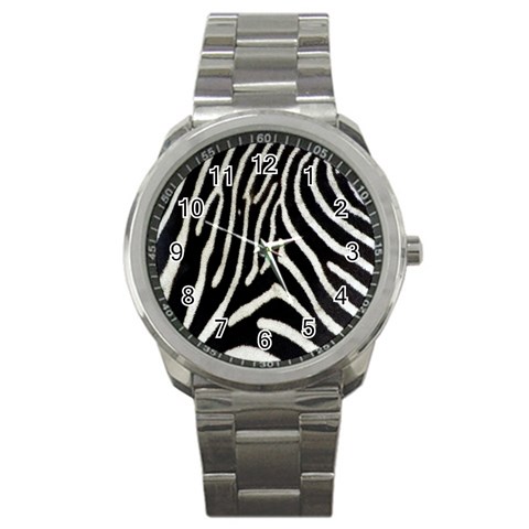 Zebra Print Big	 Sport Metal Watch from ArtsNow.com Front