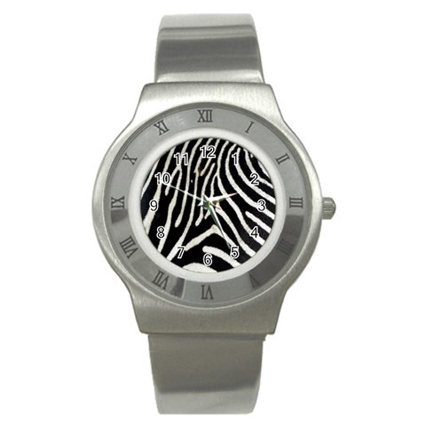 Zebra Print Big	 Stainless Steel Watch from ArtsNow.com Front