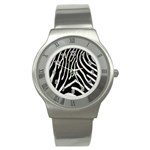 Zebra Print Big	 Stainless Steel Watch