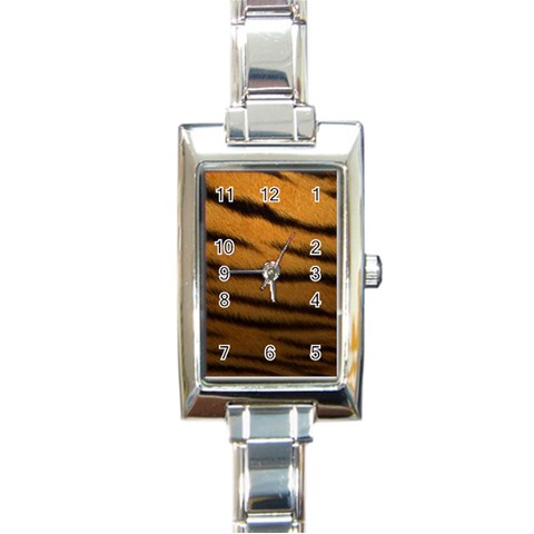 Tiger Print Dark	 Rectangular Italian Charm Watch from ArtsNow.com Front