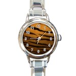 Tiger Print Dark	 Round Italian Charm Watch