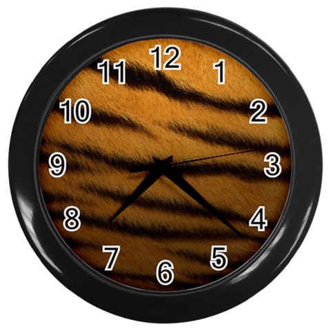 Tiger Print Dark	 Wall Clock (Black) from ArtsNow.com Front