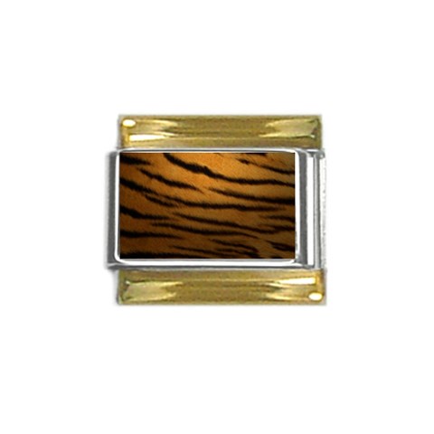 Tiger Print Dark	 Gold Trim Italian Charm (9mm) from ArtsNow.com Front