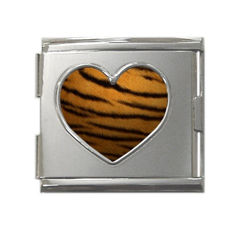 Tiger Print Dark	 Mega Link Heart Italian Charm (18mm) from ArtsNow.com Front