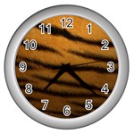 Tiger Print Dark	 Wall Clock (Silver)