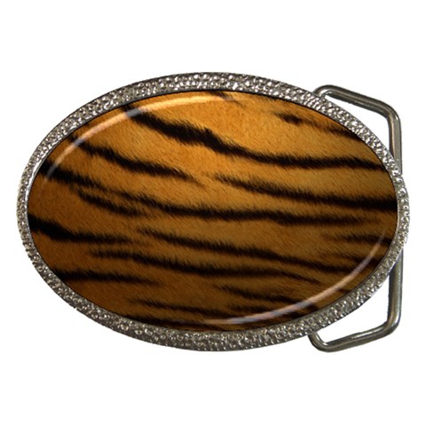 Tiger Print Dark	 Belt Buckle from ArtsNow.com Front