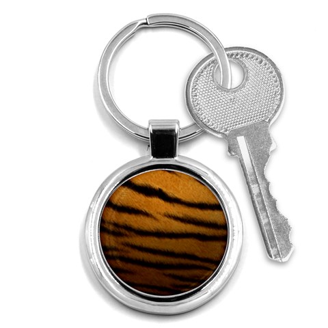 Tiger Print Dark	 Key Chain (Round) from ArtsNow.com Front