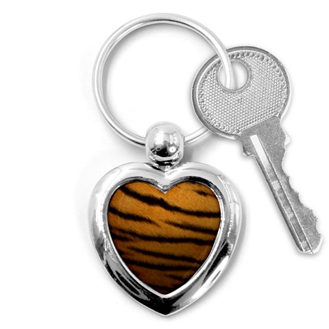 Tiger Print Dark	 Key Chain (Heart) from ArtsNow.com Front