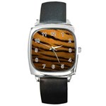 Tiger Print Dark	 Square Metal Watch