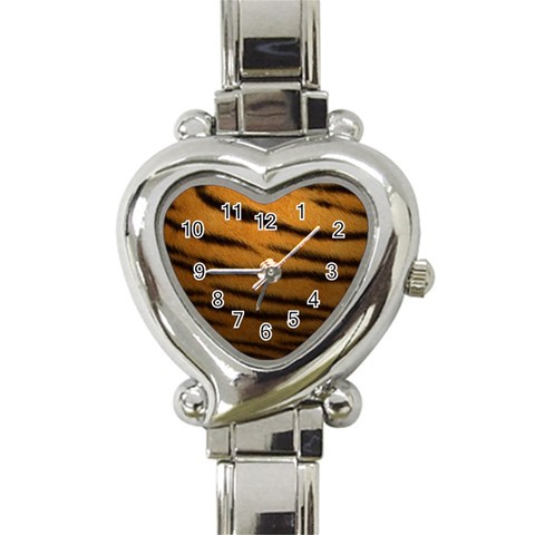 Tiger Print Dark	 Heart Italian Charm Watch from ArtsNow.com Front