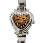 Tiger Print Dark	 Heart Italian Charm Watch