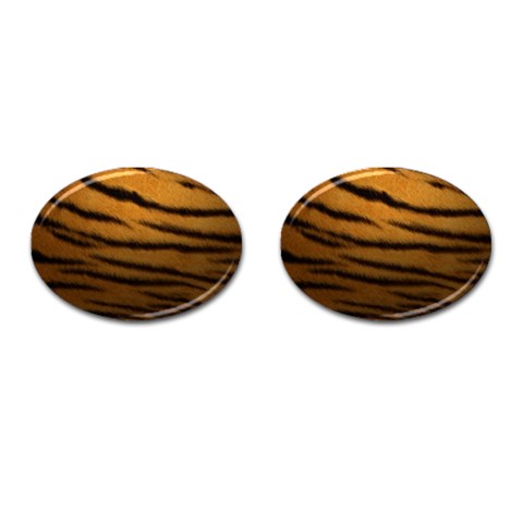 Tiger Print Dark	 Cufflinks (Oval) from ArtsNow.com Front(Pair)