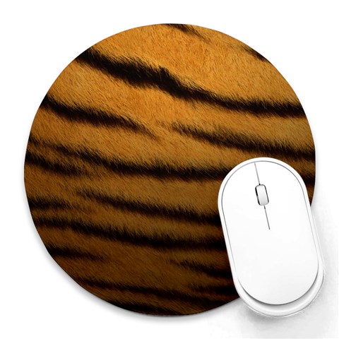 Tiger Print Dark	Collage Round Mousepad from ArtsNow.com 8 x8  Round Mousepad - 1