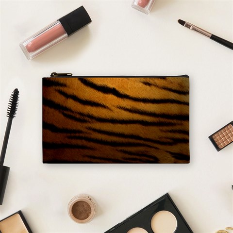 Tiger Print Dark	 Cosmetic Bag (Small) from ArtsNow.com Front