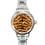 Tiger Print	 Round Italian Charm Watch