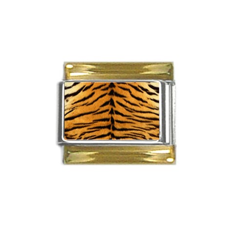 Tiger Print	 Gold Trim Italian Charm (9mm) from ArtsNow.com Front
