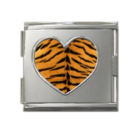 Tiger Print	 Mega Link Heart Italian Charm (18mm) from ArtsNow.com Front