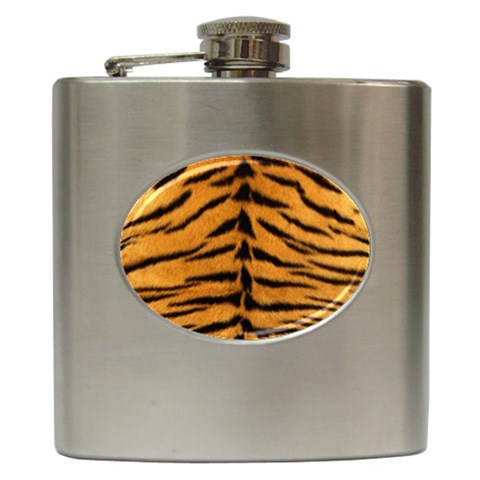 Tiger Print	 Hip Flask (6 oz) from ArtsNow.com Front