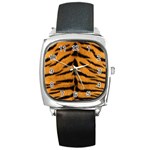 Tiger Print	 Square Metal Watch