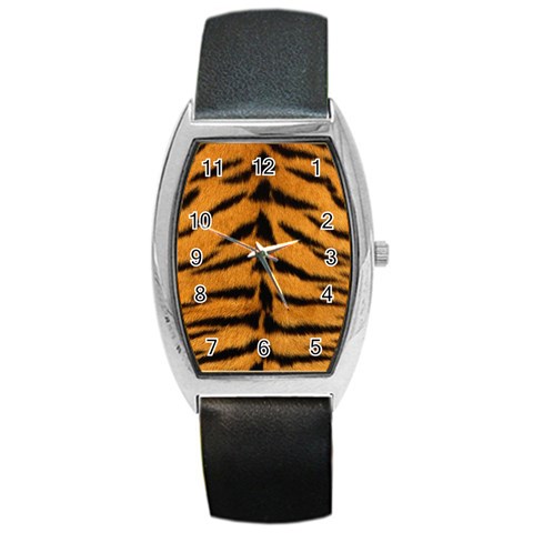 Tiger Print	 Barrel Style Metal Watch from ArtsNow.com Front