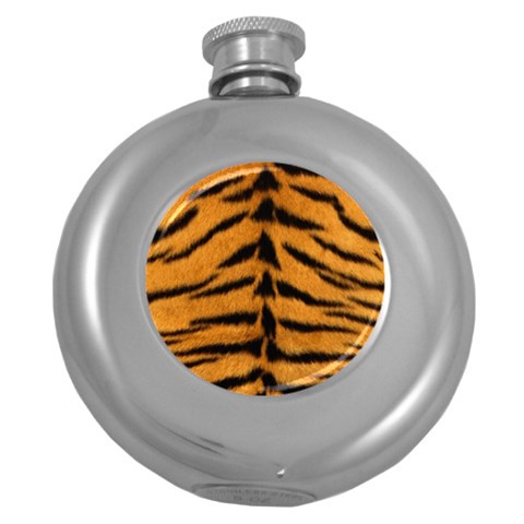 Tiger Print	 Hip Flask (5 oz) from ArtsNow.com Front