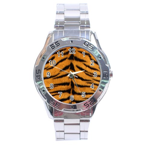 Tiger Print	 Stainless Steel Analogue Men’s Watch from ArtsNow.com Front