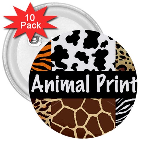 Animal Print	 3  Button (10 pack) from ArtsNow.com Front