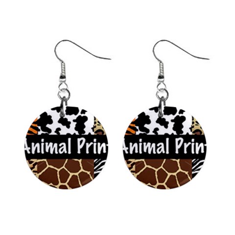 Animal Print	 1  Button Earrings from ArtsNow.com Front