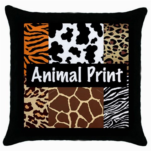 Animal Print	 Throw Pillow Case (Black) from ArtsNow.com Front
