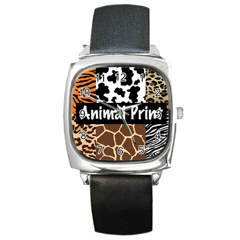 Animal Print	 Square Metal Watch from ArtsNow.com Front