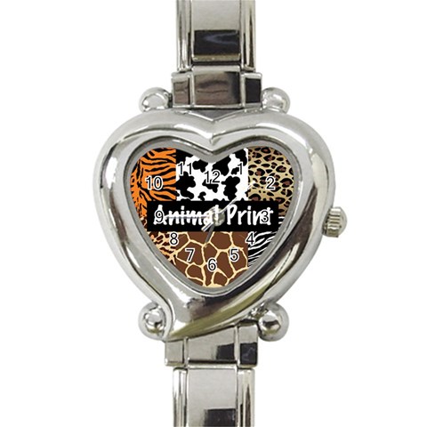 Animal Print	 Heart Italian Charm Watch from ArtsNow.com Front