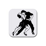 Tango Dancers silhouette Rubber Coaster (Square)