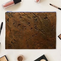 Brown Tooled Leather Cosmetic Bag (XL) from ArtsNow.com Front