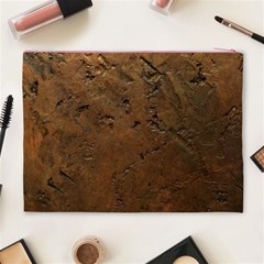 Brown Tooled Leather Cosmetic Bag (XL) from ArtsNow.com Back