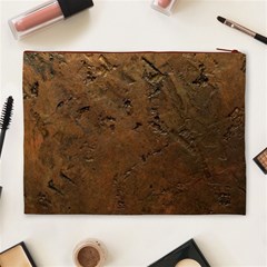 Brown Tooled Leather Cosmetic Bag (XL) from ArtsNow.com Back