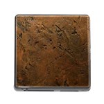 Brown Tooled Leather Memory Card Reader with Storage (Square)