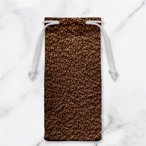 Rough Brown Leather Jewelry Bag from ArtsNow.com Front