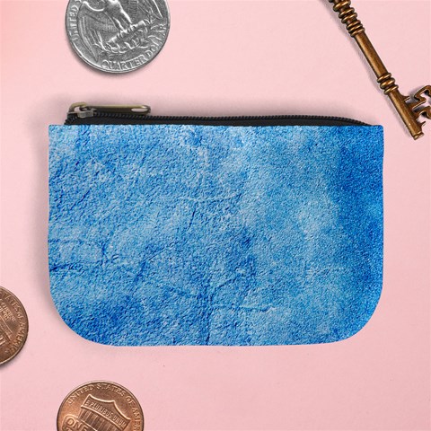 Grunge Blue Soft Leather Texture Mini Coin Purse from ArtsNow.com Front