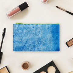 Grunge Blue Soft Leather Texture Cosmetic Bag (Small) from ArtsNow.com Front