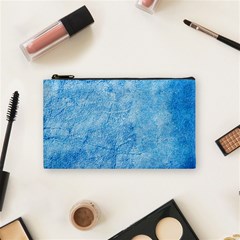 Grunge Blue Soft Leather Texture Cosmetic Bag (Small) from ArtsNow.com Front