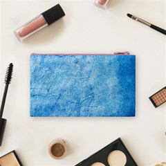 Grunge Blue Soft Leather Texture Cosmetic Bag (Small) from ArtsNow.com Back