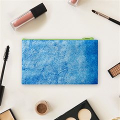 Grunge Blue Soft Leather Texture Cosmetic Bag (Small) from ArtsNow.com Back