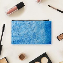 Grunge Blue Soft Leather Texture Cosmetic Bag (Small) from ArtsNow.com Back