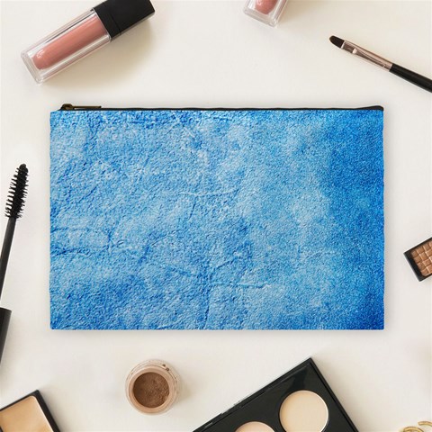Grunge Blue Soft Leather Texture Cosmetic Bag (Large) from ArtsNow.com Front