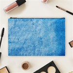 Grunge Blue Soft Leather Texture Cosmetic Bag (Large)