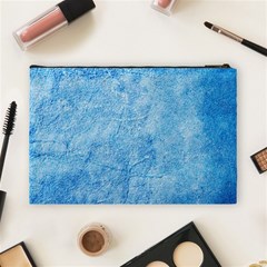 Grunge Blue Soft Leather Texture Cosmetic Bag (Large) from ArtsNow.com Back