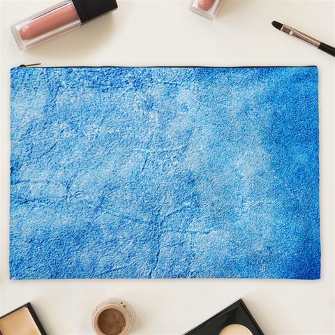 Grunge Blue Soft Leather Texture Cosmetic Bag (XXL) from ArtsNow.com Front